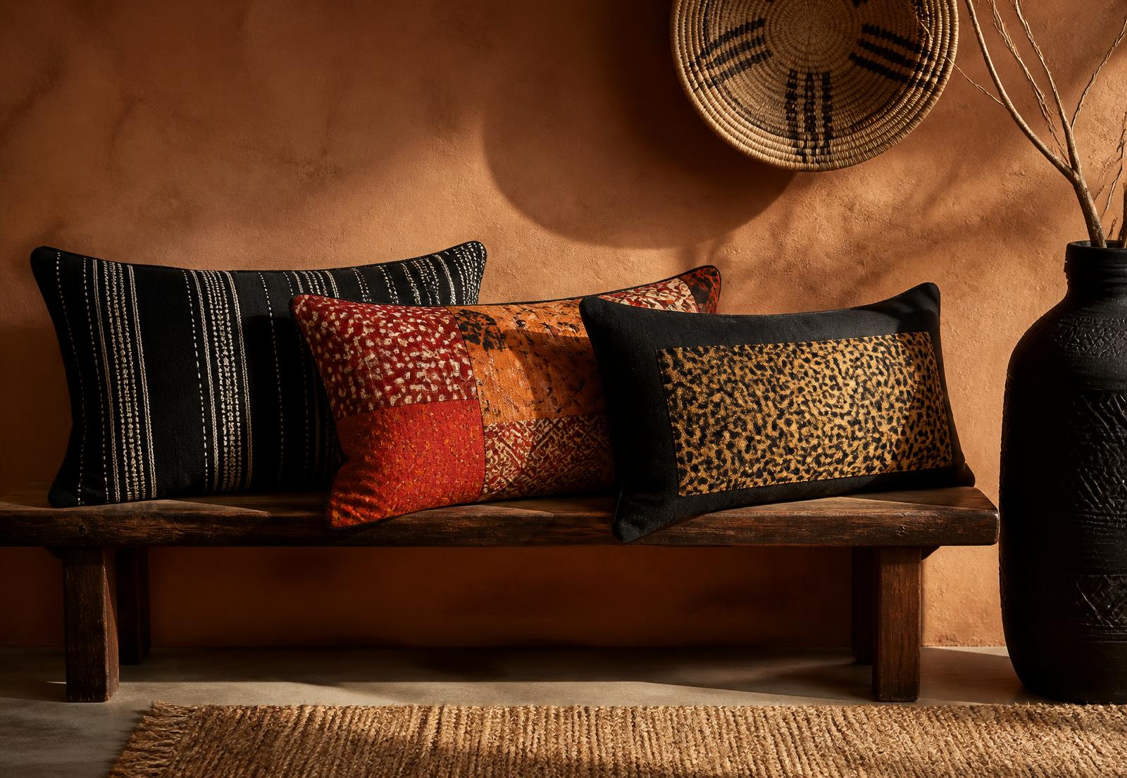 Heritage scatter cushions on a woven rug